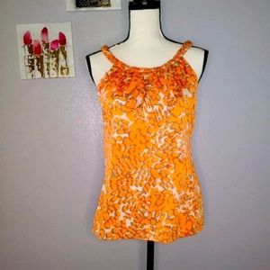 Banana Republic orange braided neck sleeveless blouse